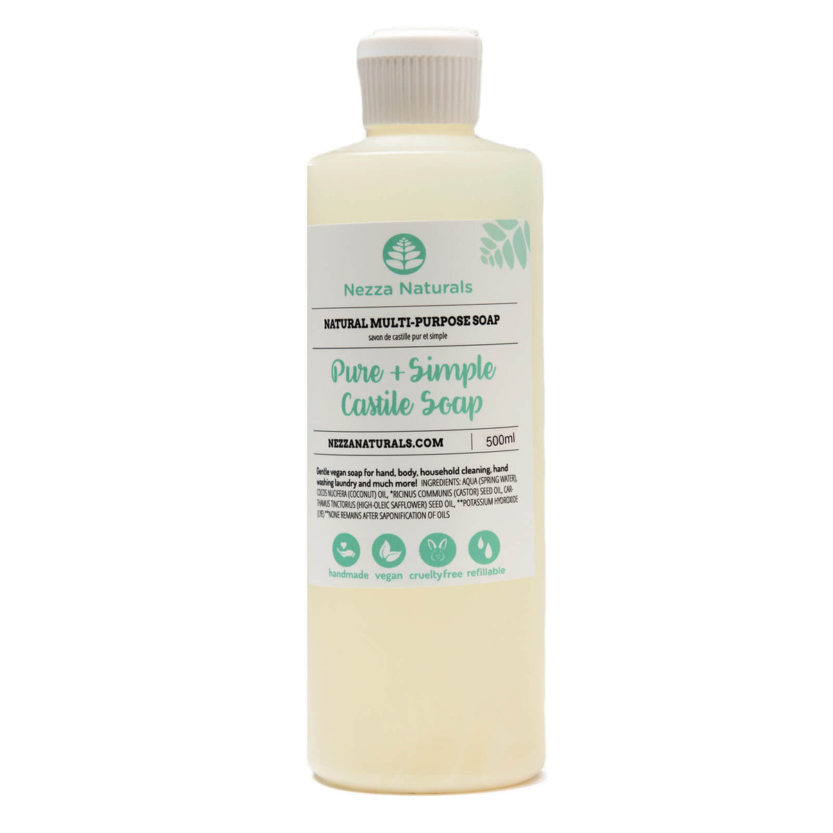 Castile Liquid Soap in Pure & Simple 1L