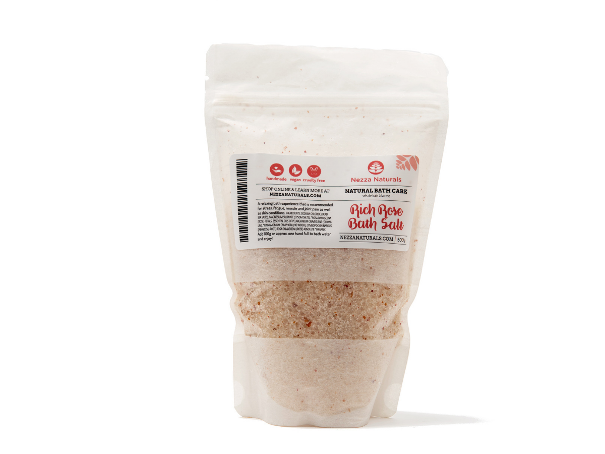 rich rose bath salts | organic | natural | Nezza Naturals