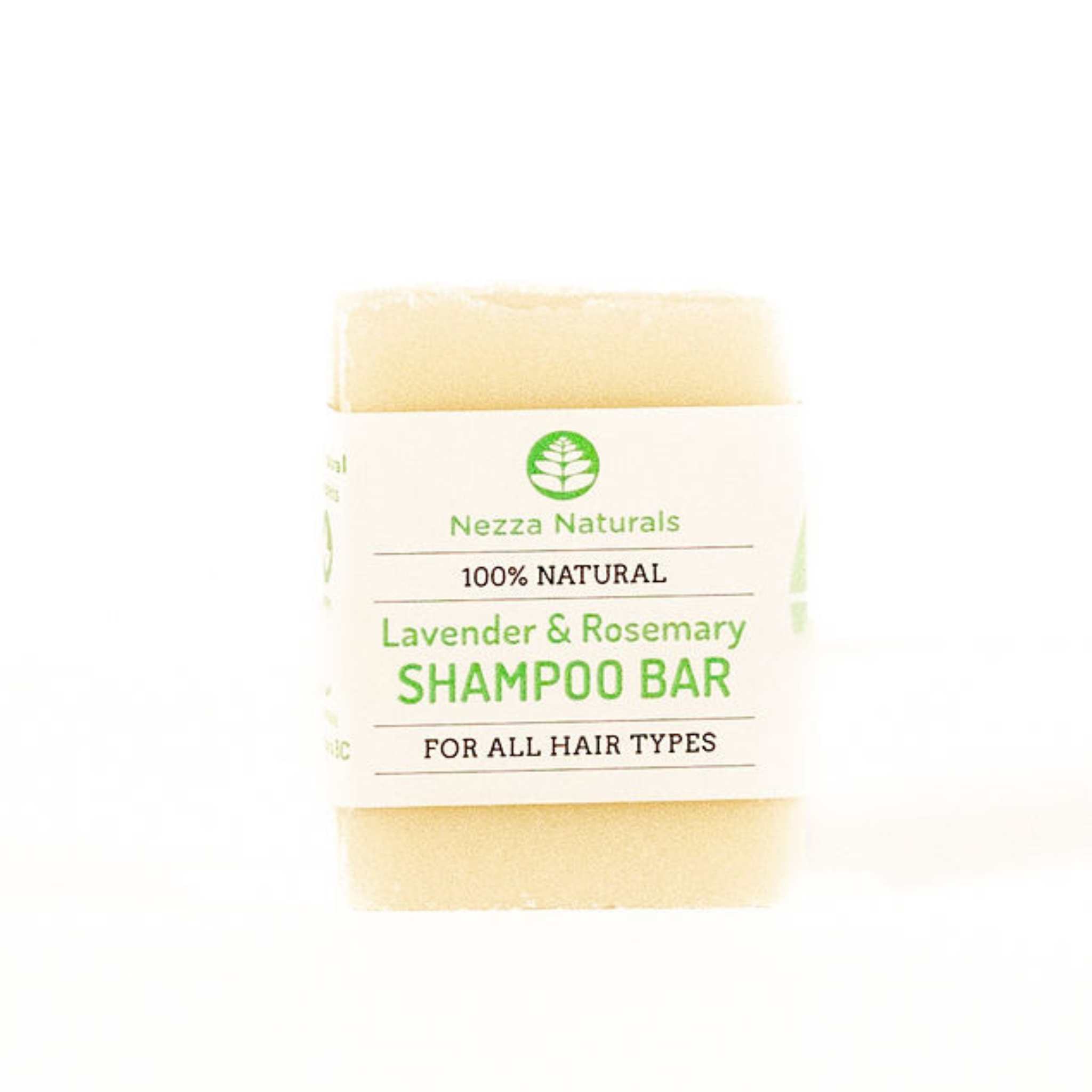Nezza Naturals Lavender and Rosemary Shampoo Bar on a white background