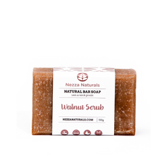 Nezza Naturals Natural Walnut Scrub Bar Soap on a white background