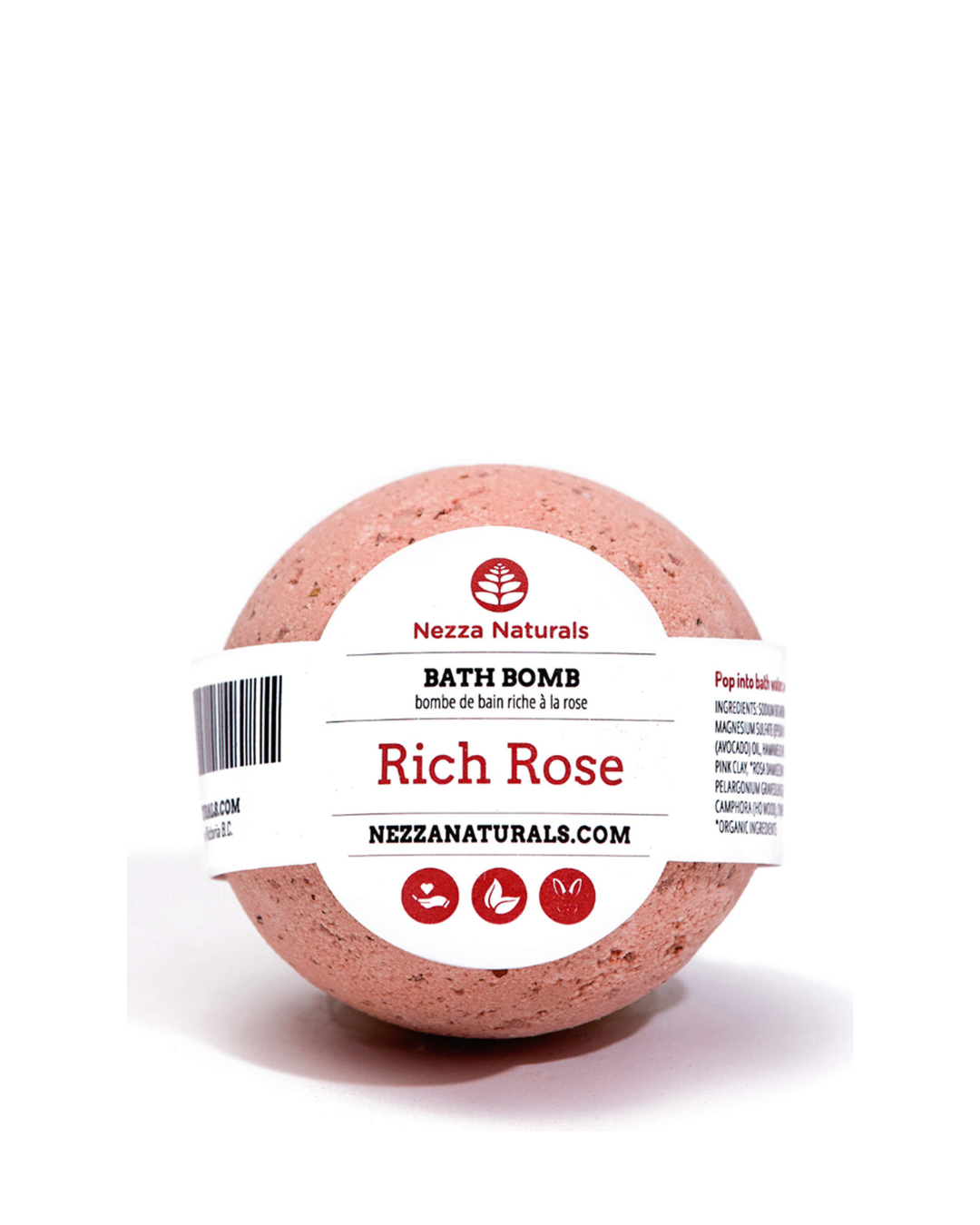 Rich Rose all natural Bath Bomb from Nezza Naturals