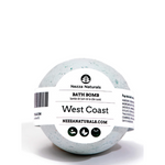Bath bomb with Nezza Naturals label on a white background