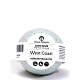 Bath bomb with Nezza Naturals label on a white background